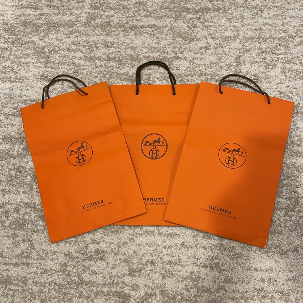 3 Authentic Hermes Shopping Bag 17 X 11